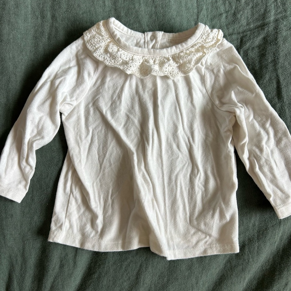 White Lace Collar Kids Top
